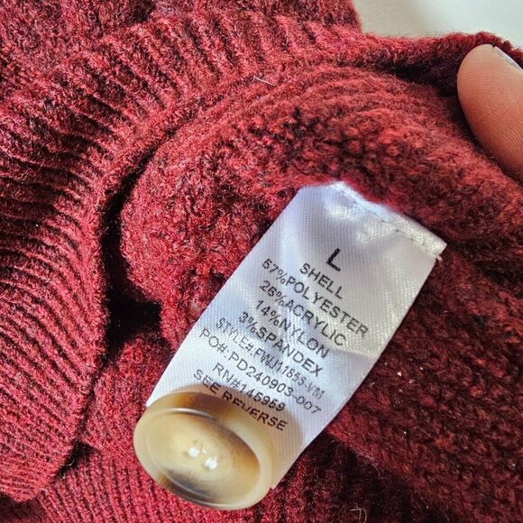 NWT DRESS FORUM DEEP RED V NECK BUTTON DOWN SWEATER SIZE L - Picture 12 of 14